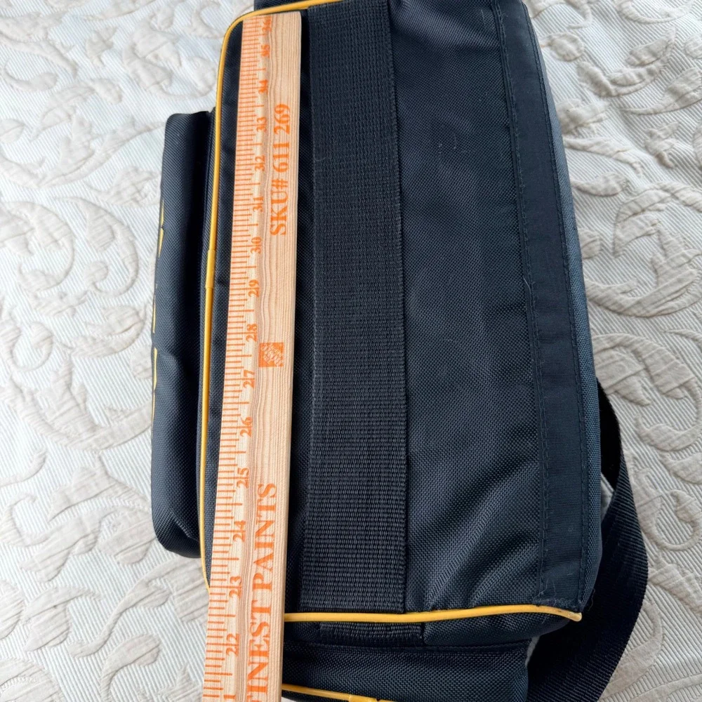 MIA Camera Shoulder Bag Black Yellow Canvas Padded Dividers Multi Pocket Bag